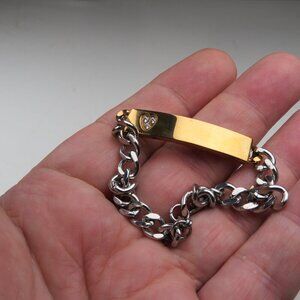$170 18k Yellow-White Plated ID Bracelet